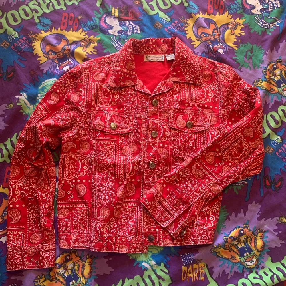 Red bandana print top